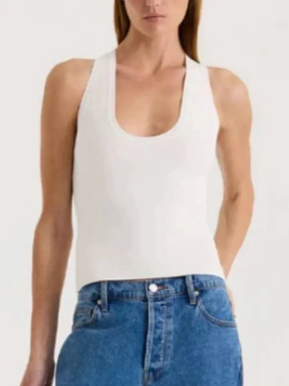 BEST HENNE Maiken Tank Knit Top White Ivory Blogger's Choice Quiet Lux Classic - Picture 12 of 12